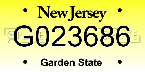 G023686 New Jersey License Plate