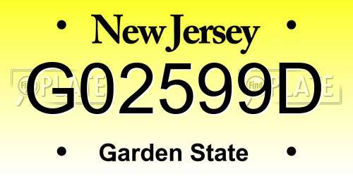 G02599D New Jersey License Plate