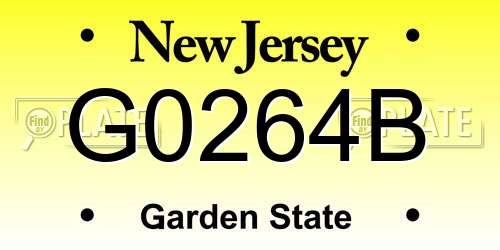 G0264B New Jersey License Plate