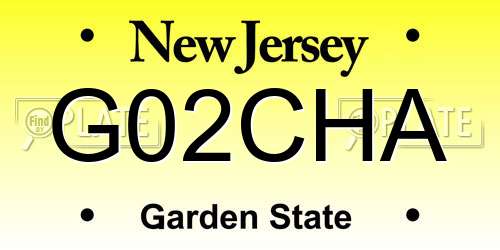G02CHA New Jersey License Plate