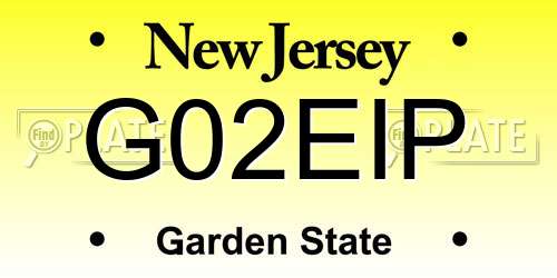 G02EIP New Jersey License Plate