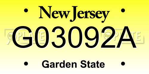 G03092A New Jersey License Plate