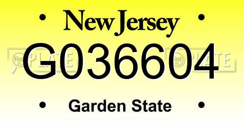 G036604 New Jersey License Plate