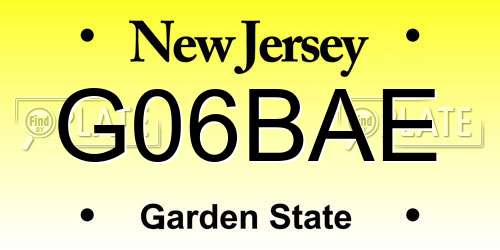 G06BAE New Jersey License Plate