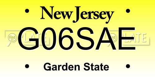G06SAE New Jersey License Plate