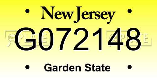 G072148 New Jersey License Plate