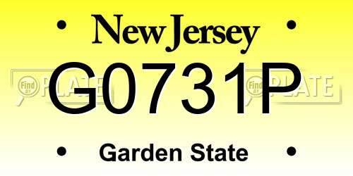G0731P New Jersey License Plate