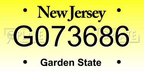 G073686 New Jersey License Plate