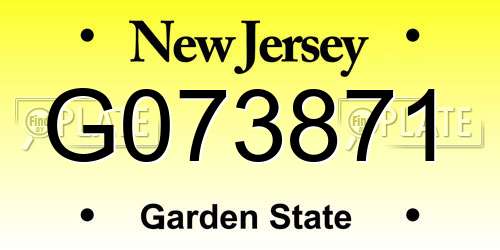 G073871 New Jersey License Plate