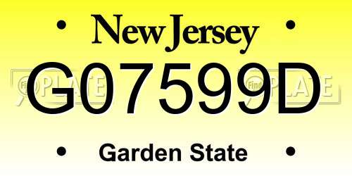G07599D New Jersey License Plate
