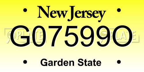 G07599O New Jersey License Plate