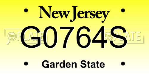 G0764S New Jersey License Plate