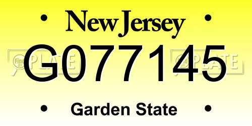 G077145 New Jersey License Plate