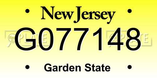 G077148 New Jersey License Plate