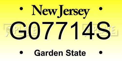 G07714S New Jersey License Plate