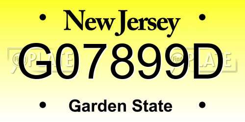 G07899D New Jersey License Plate