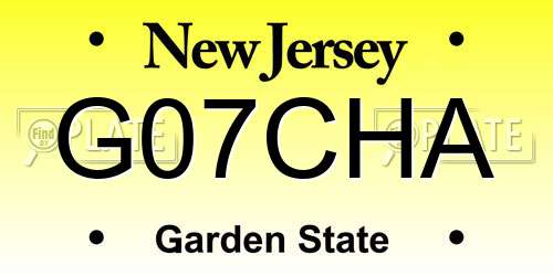 G07CHA New Jersey License Plate