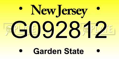 G092812 New Jersey License Plate