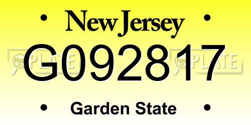 G092817 New Jersey License Plate