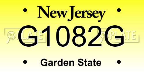 G1082G New Jersey License Plate