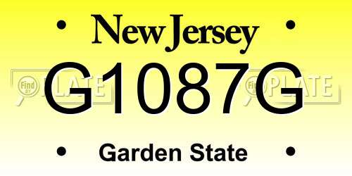 G1087G New Jersey License Plate