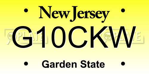 G10CKW New Jersey License Plate