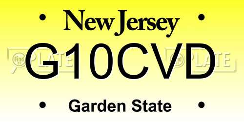 G10CVD New Jersey License Plate