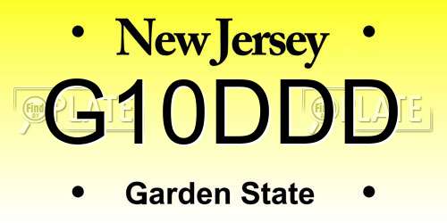 G10DDD New Jersey License Plate