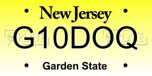 G10DOQ New Jersey License Plate