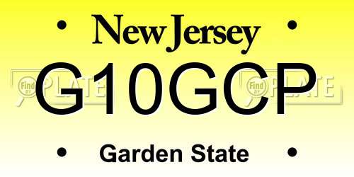 G10GCP New Jersey License Plate
