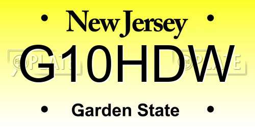 G10HDW New Jersey License Plate