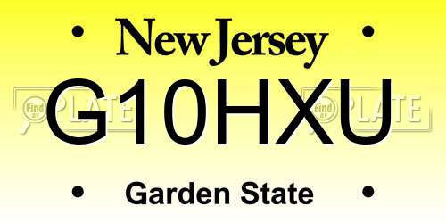 G10HXU New Jersey License Plate