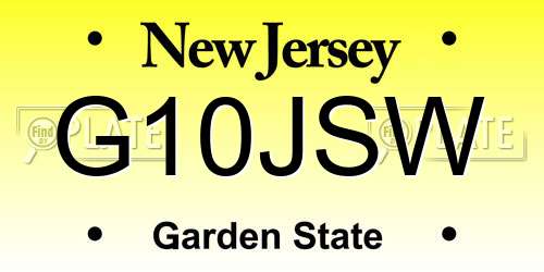 G10JSW New Jersey License Plate