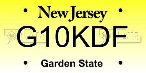 G10KDF New Jersey License Plate
