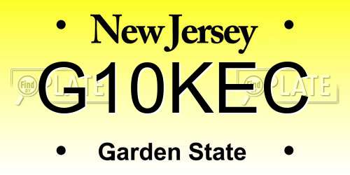 G10KEC New Jersey License Plate