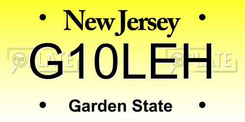 G10LEH New Jersey License Plate