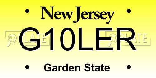 G10LER New Jersey License Plate