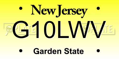 G10LWV New Jersey License Plate