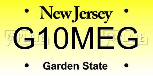 G10MEG New Jersey License Plate