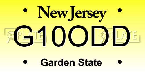 G10ODD New Jersey License Plate