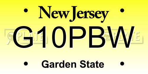 G10PBW New Jersey License Plate