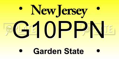 G10PPN New Jersey License Plate