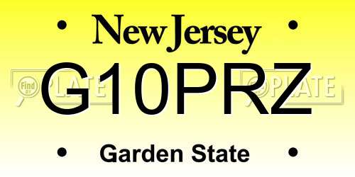 G10PRZ New Jersey License Plate