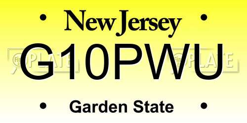 G10PWU New Jersey License Plate