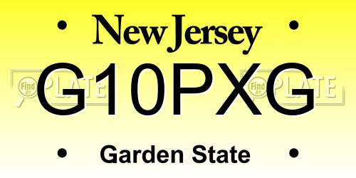 G10PXG New Jersey License Plate