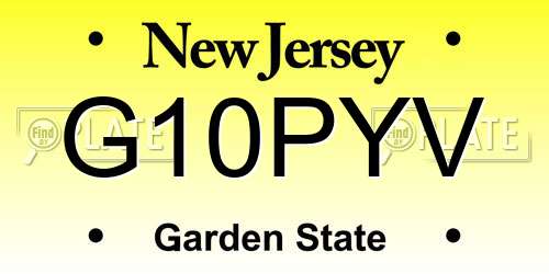 G10PYV New Jersey License Plate