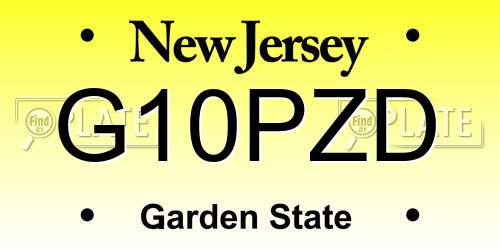 G10PZD New Jersey License Plate