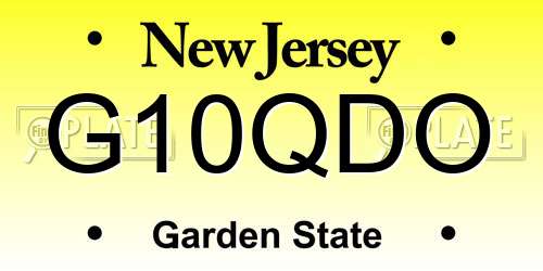 G10QDO New Jersey License Plate