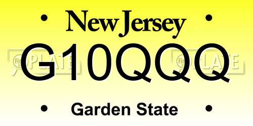 G10QQQ New Jersey License Plate