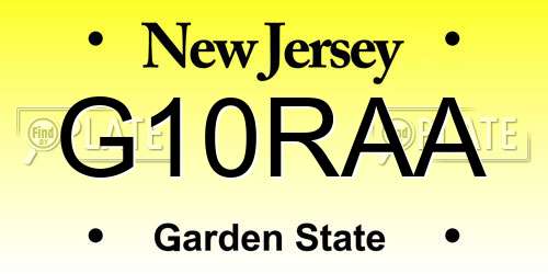 G10RAA New Jersey License Plate